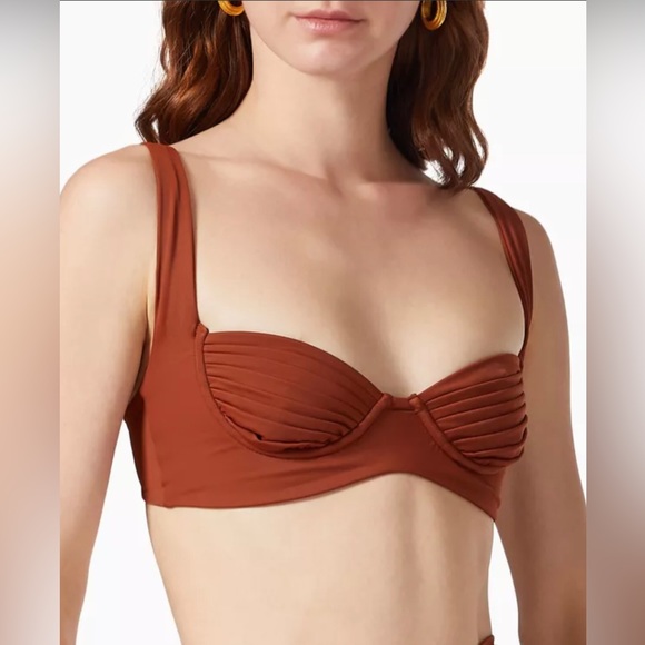 Palm Kelly Pleated Underwire Beachwear Swim Top Cinnamon MRSP $150 Size Small - Picture 3 of 7